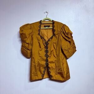 Barbara Barbara Yellow Puff Sleeve Vintage Blouse Sz 22